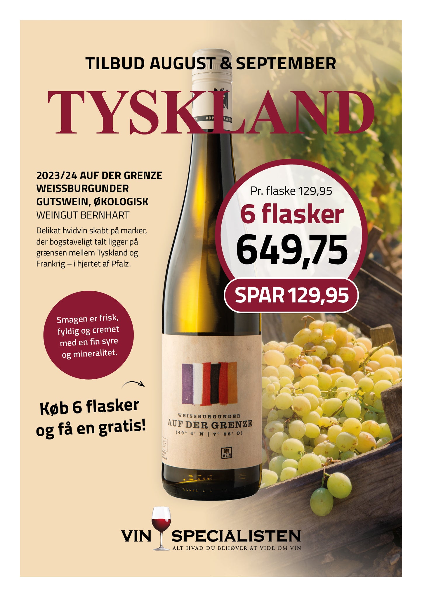 2023 "Auf der Grenze" Weissburgunder Organic, Gutswein, Weingut Bernhart