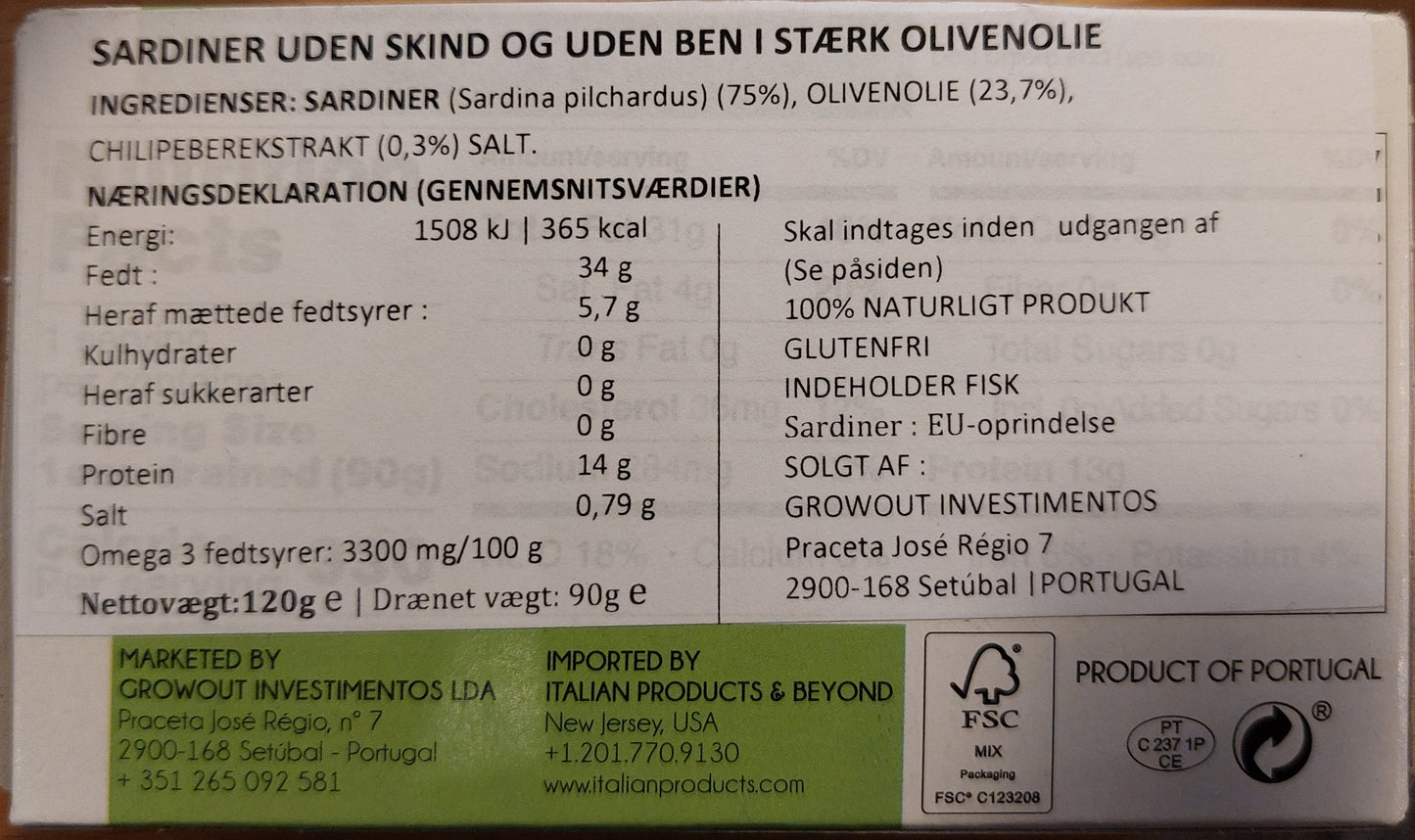 Belmar - Sardiner uden skind og ben i spicy olivenolie