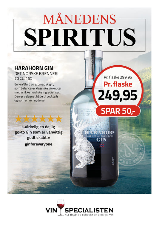 Harahorn Gin 46%, 70 cl, Det Norske Brenneri