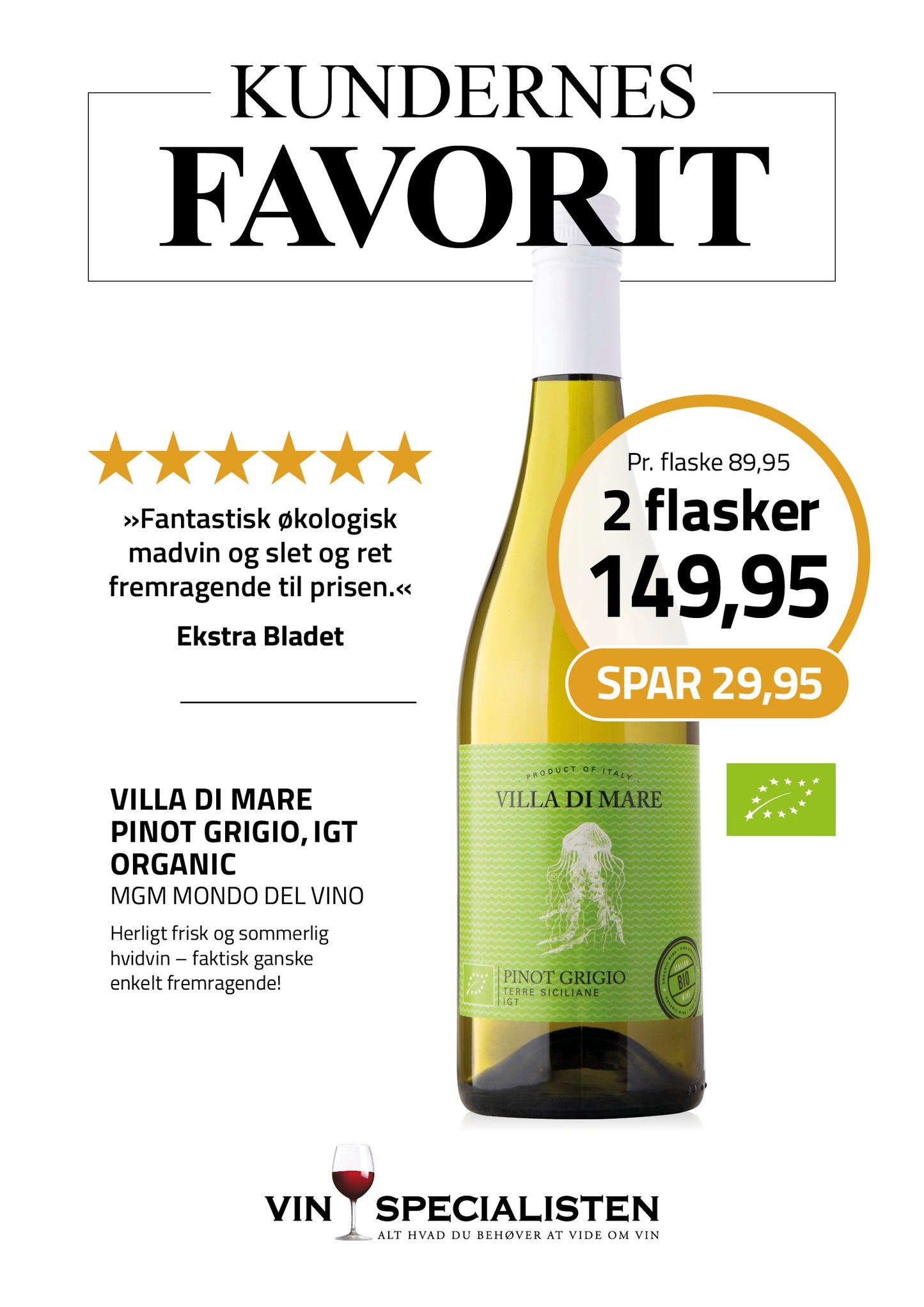 Villa di Mare Pinot Grigio Organic, IGT, MGM Mondo del Vino
