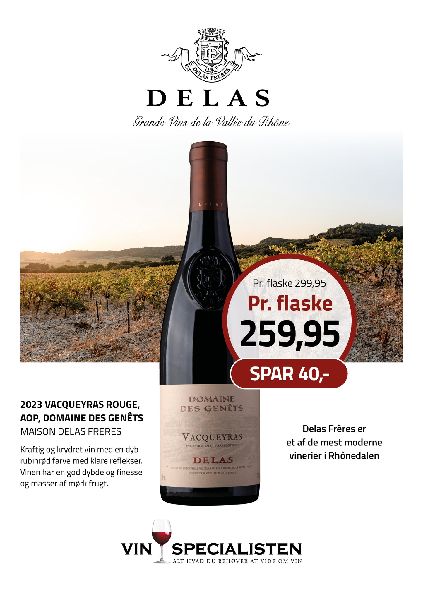 2023 Vacqueyras Rouge, AOP, Domaine des Genêts, Maison Delas Freres